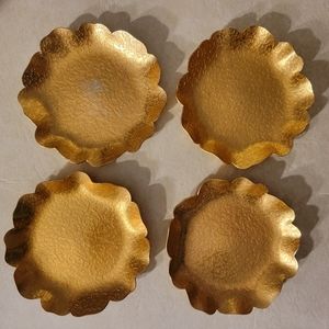 Set of 4 VTG Gold Coasters or Gold Trinket Dishes Soap Dishes MCM